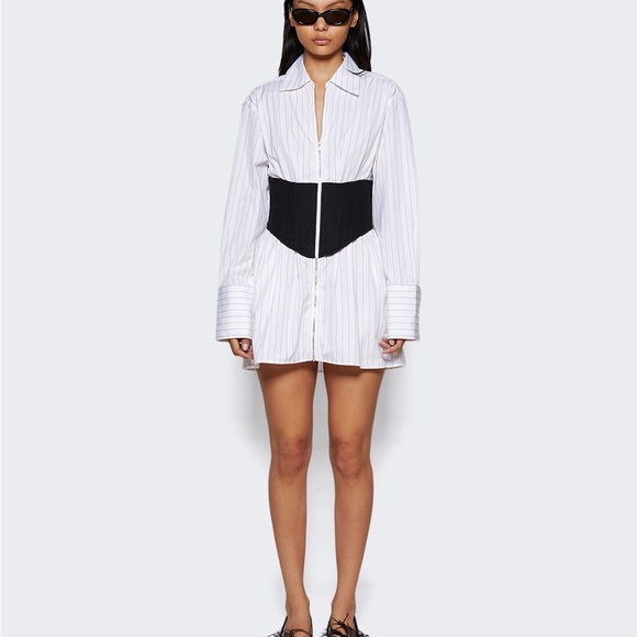 Dion Lee INTERNAL SHIRT CORSET DRESS WHITE AND BLACK - Picture 2 of 6